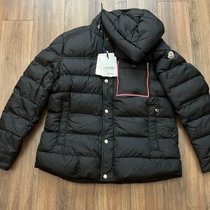 Men Moncler Prevot Hooded Down Jacket In Blue Polyamide
